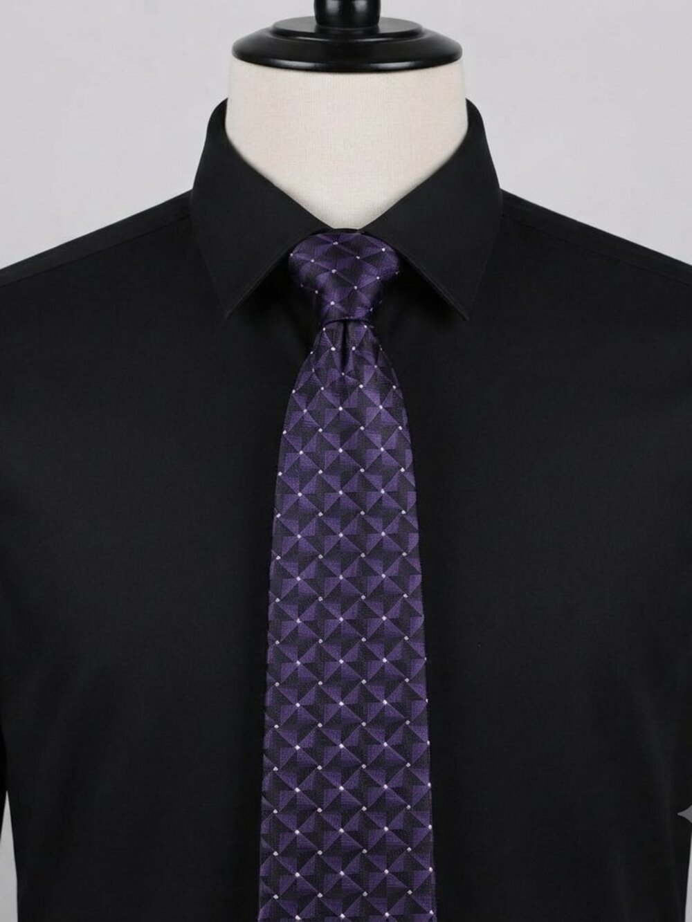 Pierre Cardin 100% Silk Tie – Purple Geometric Diamond Print – vintage 90's